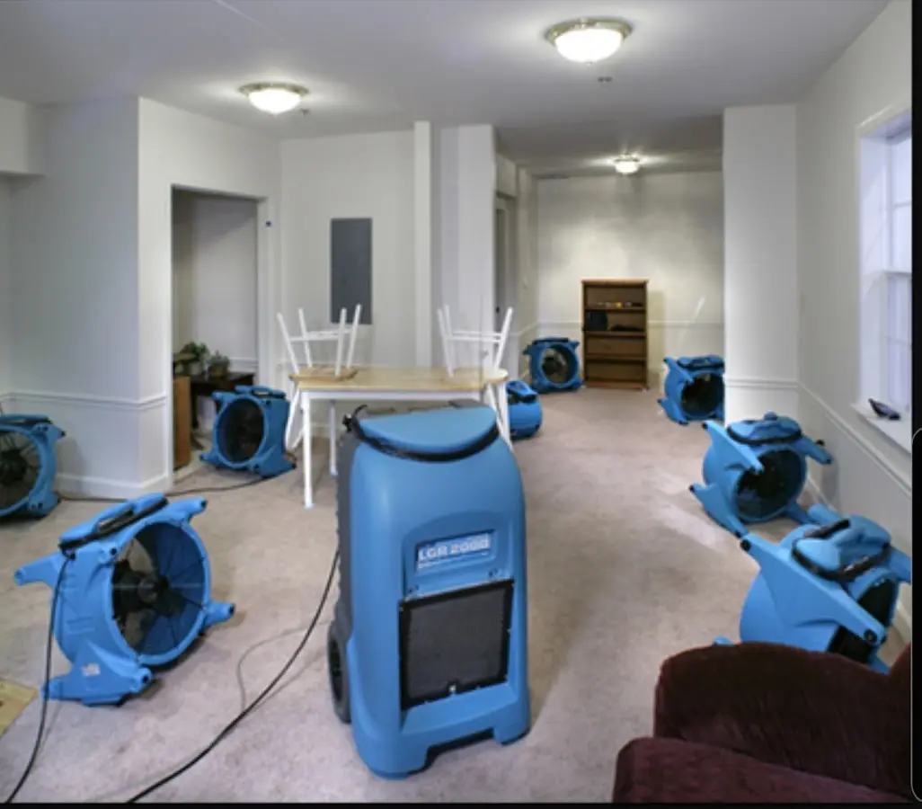 Air movers and dehumidifier setup for Water Damage Restoration in Monrovia